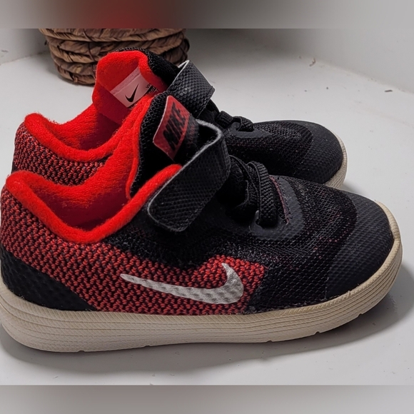 Nike Other - Nike Revolution 3 Sneakers Shoes Black Red Toddler Baby SIZE 6C